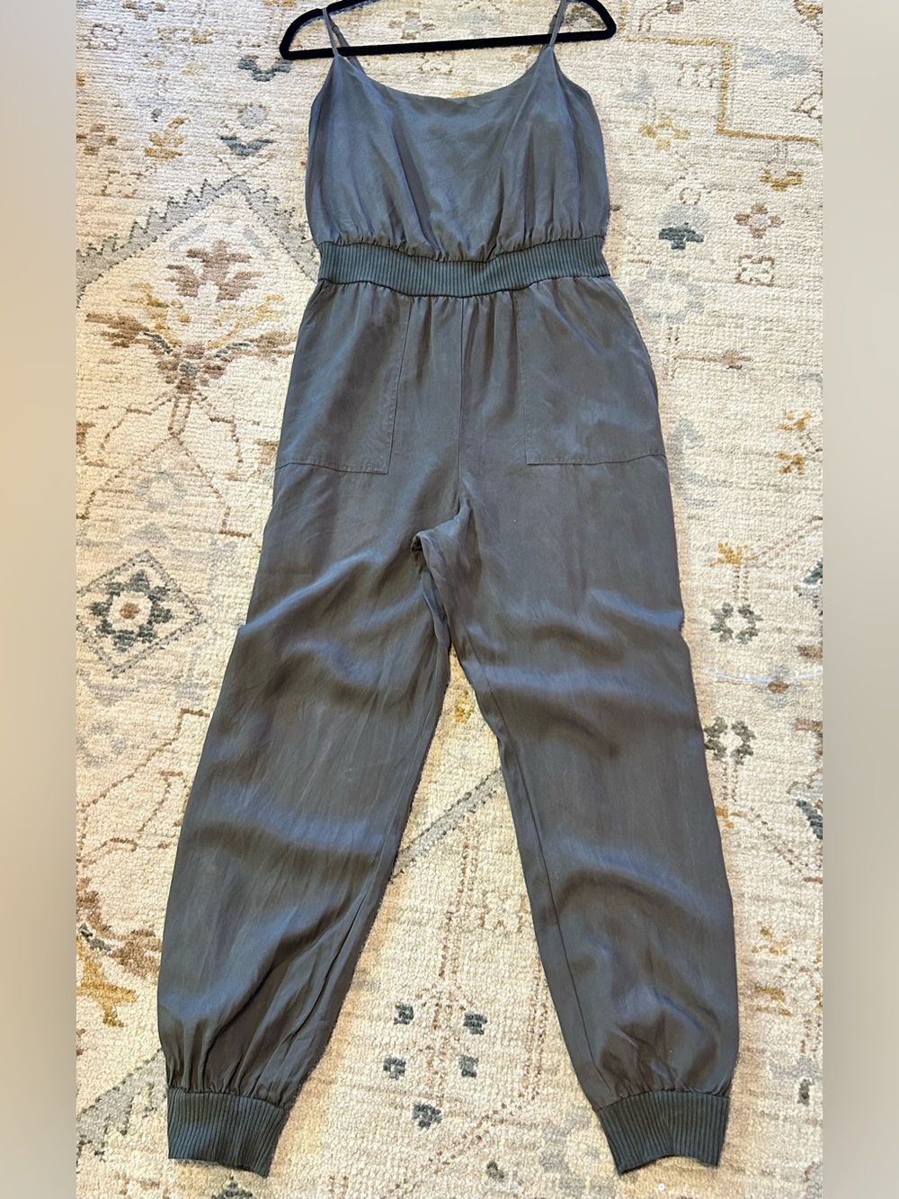 Anthropologie Charcoal Gray Elastic-Waist Jumpsuit
